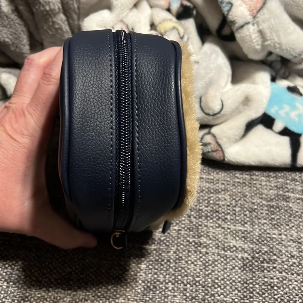 NWT Bath & Body Works FAUX LEATHER & FUR Cosmetic Bag